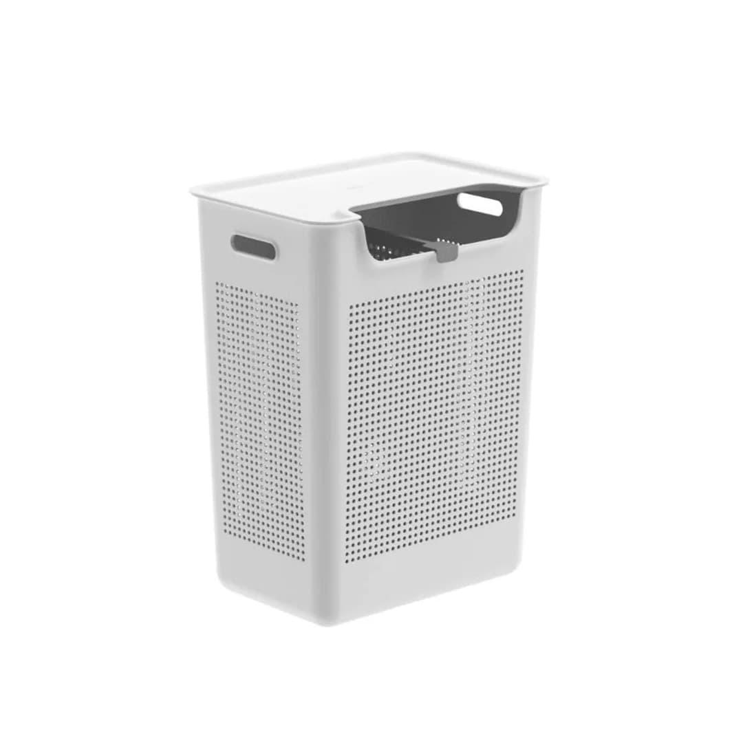 Cesto de Ropa Doble Compartimento Flow 50 Litros Blanco