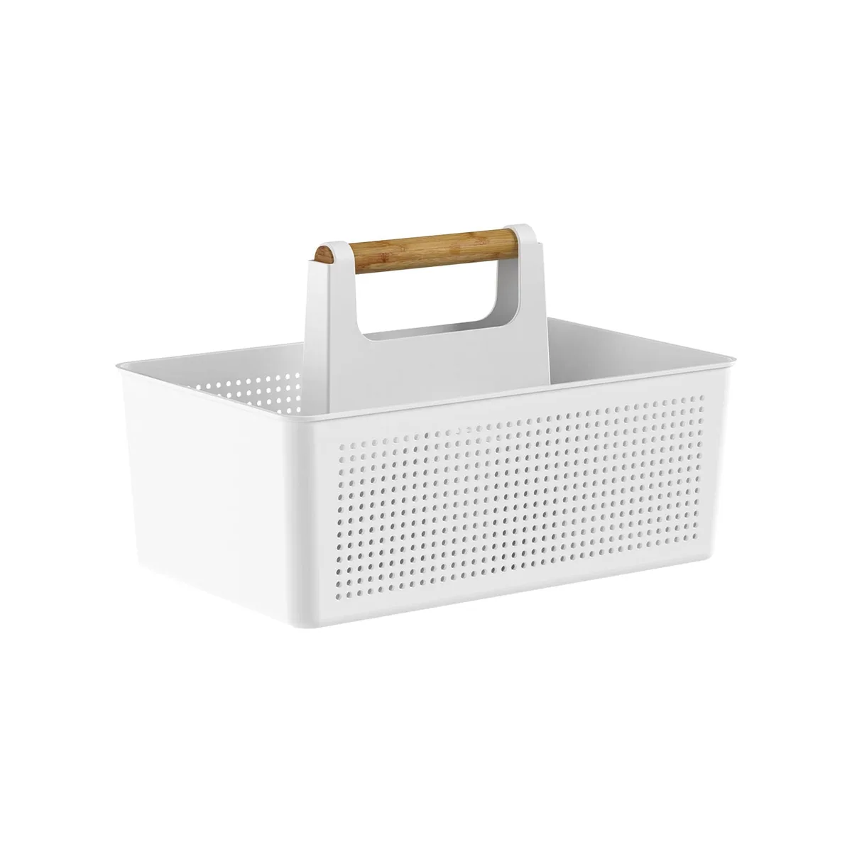 Organizador Multiuso Flow Blanco con Manija de Bambú
